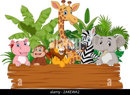 Cartoon Tiere holding Blank Board Stock Vektor