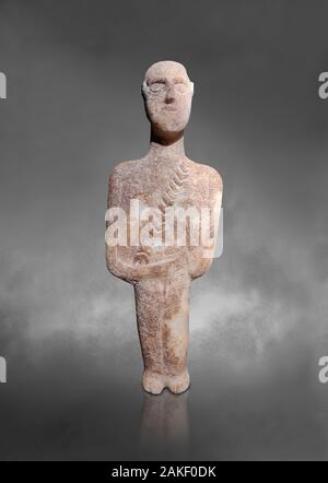 Post kanonische antiken griechischen Kykladen Krieger oder Jäger-Figur, spät Ccladic prioc II der kykladischen Zeitraum II (2500-2000 v. Chr.) Museum für Kykladische Kunst Ath Stockfoto