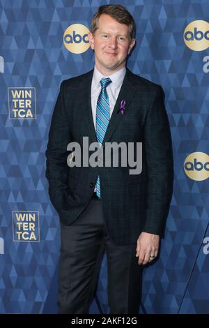 Pasadena, USA. 08 Jan, 2020. PASADENA, LOS ANGELES, Kalifornien, USA - Januar 08: Ken Jennings kommt an ABC des Fernsehens der TCA Winter Press Tour 2020 im Langham Huntington Hotel statt am 8. Januar 2020 in Pasadena, Los Angeles, Kalifornien, Vereinigte Staaten. (Foto von Xavier Collin/Image Press Agency) Quelle: Bild Presse Agentur/Alamy leben Nachrichten Stockfoto