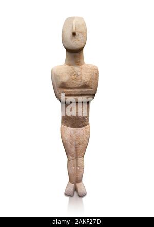 Kykladen kanonische Typ, Spedos Vielfalt weiblichen Figur Statuette. Früh kykladische Zeit II (2800-2300 v. Chr.), der teiner Master'. Museum für Kykladische Kunst Stockfoto