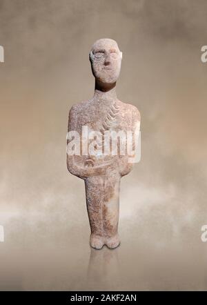 Post kanonische antiken griechischen Kykladen Krieger oder Jäger-Figur, spät Ccladic prioc II der kykladischen Zeitraum II (2500-2000 v. Chr.) Museum für Kykladische Kunst Ath Stockfoto