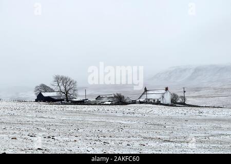 Wald-in-Teesdale, County Durham, UK. 9. Januar 2020. UK Wetter. Schnee hits Berggebiete in Teesdale und anderswo in der North Pennines. Quelle: David Forster/Alamy leben Nachrichten Stockfoto