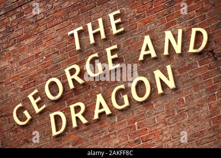 George und Dragon pub Schild, Norton Dorf, County Durham Stockfoto