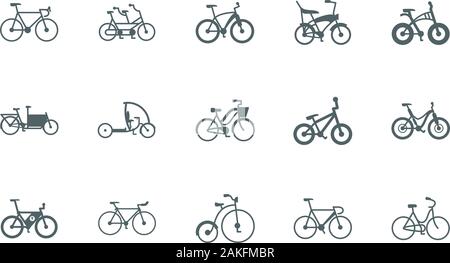 Silhouetten fahrräder Icon Set Design, Fahrzeug Fahrrad Zyklus gesunder Lebensstil Sport und Freizeit Thema Vector Illustration Stock Vektor