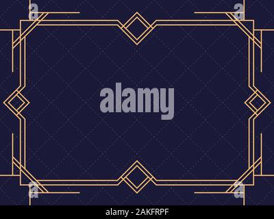 Art déco-Rahmen. Vintage lineare Grenze. Design eine Vorlage für Einladungen, Faltblätter und Grußkarten. Der Stil der 1920er und 1930er Jahre. Vektor illust Stock Vektor