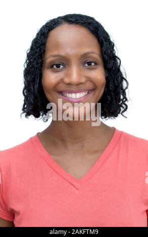 Portrait von African American reifen erwachsenen Frau auf weißem Hintergrund für Ausschneiden Stockfoto