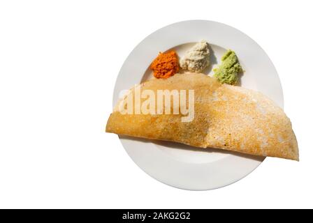 Masala dosa; Crêpe aus Reis und Linsen Stockfoto