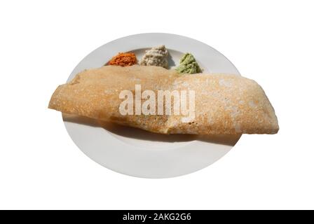 Masala dosa; Crêpe aus Reis und Linsen Stockfoto