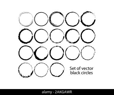 Der Vektor schwarze Kreise. Schwarze Flecken auf weißem Hintergrund. Spots für Grunge design Stock Vektor