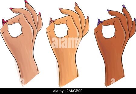 Pop Art OK hand Zeichen auf weißem Hintergrund. Stock Vektor