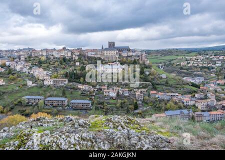 Frankreich, Cantal, Saint Flour, Saint-Flour, der oberen Stadt ist auf der Planèze, großen vulkanischen Plateau des Cantal, 900 Meter über dem Meeresspiegel Stockfoto