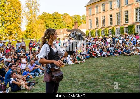 Frankreich, Yvelines (78), Les Mesnuls, Les Mesnuls castlle, Tag des Denkmals 2019, raptor Training zeigen Stockfoto