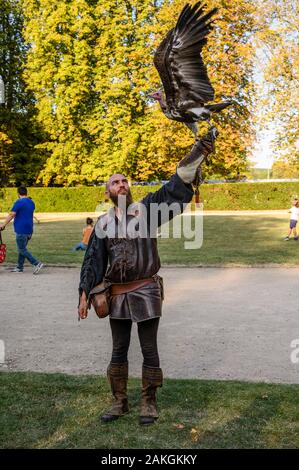 Frankreich, Yvelines (78), Les Mesnuls, Les Mesnuls castlle, Tag des Denkmals 2019, raptor Training zeigen Stockfoto