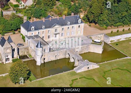 Frankreich, Loir et Cher, Loire-Tal, aufgeführt als UNESCO-Welterbe, Saint-Denis-Sur Loire-Schloss (Luftbild) Stockfoto