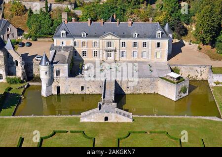 Frankreich, Loir et Cher, Loire-Tal, aufgeführt als UNESCO-Welterbe, Saint-Denis-Sur Loire-Schloss (Luftbild) Stockfoto