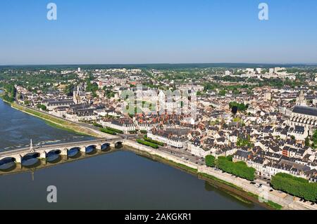 Frankreich, Maine et Loire, Loire-Tal UNESCO Weltkulturerbe, Blois und seine Castel (Luftbild) Stockfoto