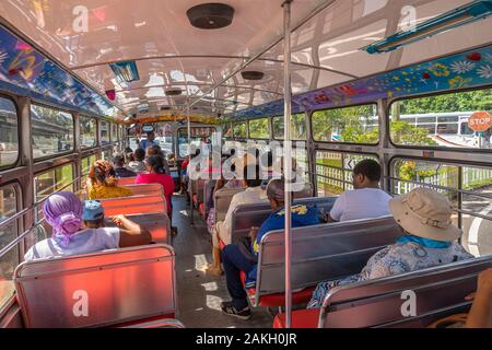 Mauritius, Rodrigues, ein öffentlicher Bus Netzwerk damit auf der Insel Stockfoto