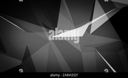 3D-Darstellung einer Dunkelgrau Dreiecke Hintergrund. Stockfoto