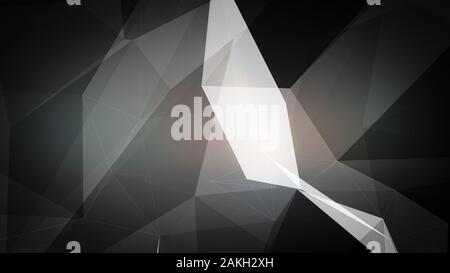 3D-Darstellung einer Dunkelgrau Dreiecke Hintergrund. Stockfoto