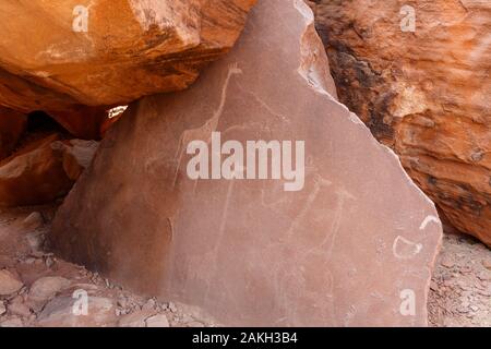 Namibia, Provinz Kunene, Twyfelfontein, als Weltkulturerbe von der UNESCO, Felsgravuren Stockfoto