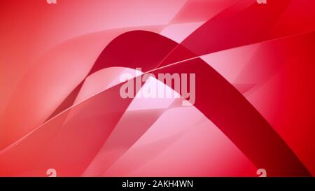 Eine rote 3d-illustartion mit gekrümmten Linien auf roten Hintergrund. Stockfoto