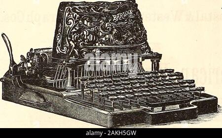 Das Jahrhundert illustrierte Monatszeitschrift. In anderen Schreiben - Maschinen und hasmany Punkte der Überlegenheit alle eigenen. Kleinste und am comprehensivedouble-case flnger-key Schreibmaschine. Für illustrierte pamphletgiving Einzelheiten und fac-simile ofkey-Board zu schicken. TvnT 7 WT&gt; TTT7r&gt; Pn 715,717 und 719 ARCH ST.1 TYPE WRITER LO., Philadelphia, Pa., H. S. A. BAR-LOCK Schreibmaschine. Til © Moderne Writing-Macliiiie, und die Einzige, die mit den folgenden Funktionen: SICHTBAR WITTLING. Ständige Ausrichtung. AUTOMATISCHE RIBBON-FEED REVERSE. Automatische Zeilenabstand. unbegrenzte Geschwindigkeit. Leistungsstarke MANIFOLDER. Moderne CONVENIEN Stockfoto