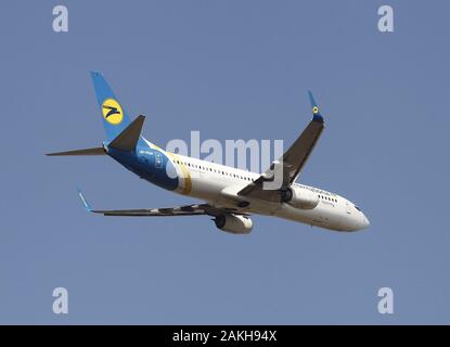 Kiew, Ukraine. 7. Sep 2019. Ukraine International Airlines (UIA) Boeing 737-800 ist am Internationalen Flughafen Boryspil gesehen. Credit: Pavlo Gontschar/SOPA Images/ZUMA Draht/Alamy leben Nachrichten Stockfoto