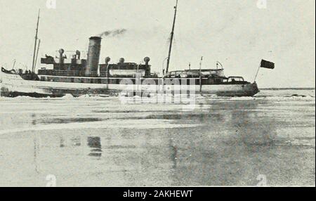 Tagungen Papiere des Dominion von Kanada 1911. Übersicht niethud des Setzens in taniarac Polen während des Winters, Grenzen zu markieren Baggerung auf See St. Peter.. C. G. Ice-breaker Lady Grey, Lake St. Peter, März, 1910. Stockfoto