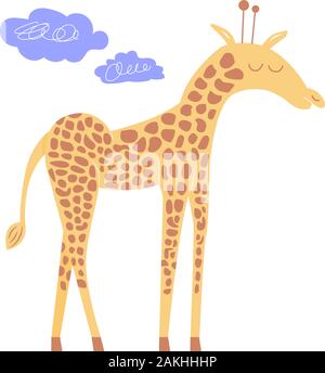 Niedliche Giraffe mit geschlossenen Augen. Stock Vektor