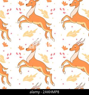 Nahtlose Muster mit niedlichen Antilope Stock Vektor