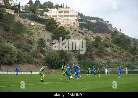 Marbella, Spanien. 09 Jan, 2020. Fußball: Bundesliga, Testspiel im Trainingslager La Quinta Fußballplätze, TSG 1899 Hoffenheim - ADO Den Haag. Die Mannschaften spielen gegen eine Bergkulisse. Credit: Friso Gentsch/dpa/Alamy leben Nachrichten Stockfoto