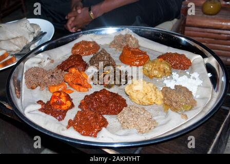 Injera, Traditionelle äthiopische Essen Stockfoto