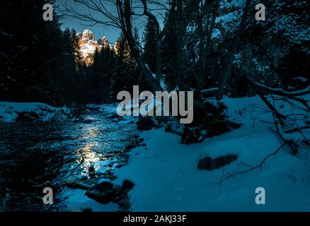 Marmolata, Passo Fedaia, Dolomiten in frischem wintersnow Stockfoto