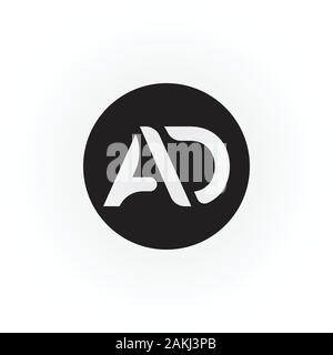 Ersten AD Schreiben Logo mit Kreativen Moderne Typografie Vektor Vorlage. Kreative abstrakte Buchstaben AD Logo Vektor. Stock Vektor