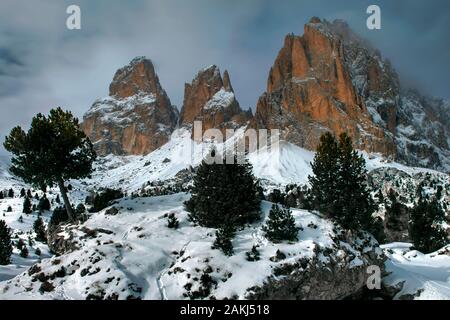 Dolomiten in frischem wintersnow Stockfoto
