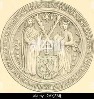 Kirchliche Chronik für Schottland. Und 1512. [Warenkorb. Dnnferml] VOL. I.2 H242 ERZBISCHÖFE DER SIEHE VON ST. ANDREWS.. Drei Stein Särge wurden im Jahre 1826, als im Auftrag der Schatzkanzler, thedebris veranlasst durch den Abriss von TheCathedral abnehmbaren entdeckt wurde - ed. Diese Sarcophagistill bleiben Wie funktionieren u. gefunden, floorof projectingfrom unter dem Hochaltar. Sie sollen dass die Coffinsof Erzbischöfe Sche - vez, James Stuart, andJames Beaton. Diese closebeside Coffinswas gefunden ein Skelett in der Mitte dieser Runde Dichtung eine floriated.,,,,,,, von S. Andrew, mit dem Ap Stockfoto