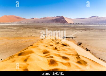 Blick von der Spitze einer goldenen Düne Stockfoto