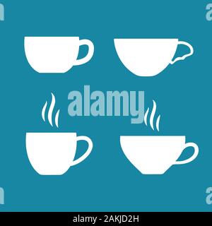 Tee oder Kaffee Tassen Collection. Vector Icons einstellen. Cafe Symbole Stock Vektor