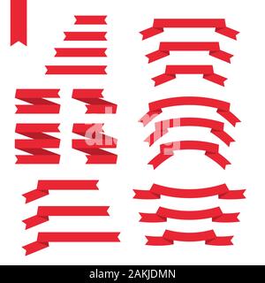 Rote flache Banner gesetzt. Vector Illustration für Design Stock Vektor