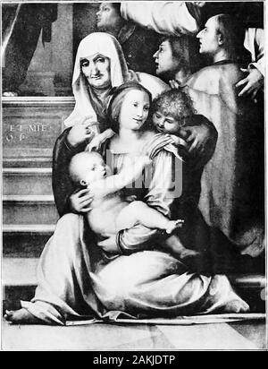Der Maler von Florenz Vom dreizehnten bis zum sechzehnten Jahrhundert. ide, ist jetzt in den Uffizien, unddem original Zeichnungen, zusammen mit mehreren studiesof die verschiedenen Zahlen, sind noch im selben Sammlung erhalten. Doch bevor die Arbeit beendet war, eine weitere Revolution stattgefunden hatte. Die Medicireturned wieder, und der kurzlebigen Traum von libertywas über. Schließlich die Karikatur war purchasedby Ottaviano de Medici, ein warmer Verehrer von FraBartolommeos Kunst und die Kirche S. Lorenzo. 1514, Fra Bartolommeo hörte seinen friendRaphaels dringend bitten, und zu einem Besuch nach Rom Stockfoto
