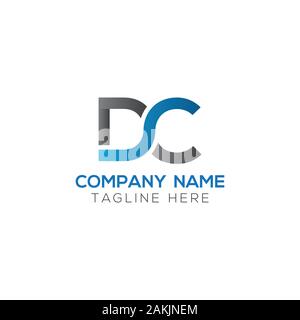 Erste DC Schreiben Logo mit Kreativen Moderne Typografie Vektor Vorlage. Kreative abstrakte Buchstaben DC Logo Vektor. Stock Vektor