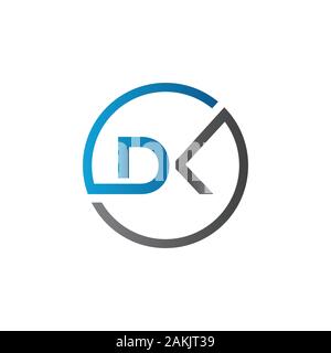 Erste DK Schreiben Logo mit Kreativen Moderne Typografie Vektor Vorlage. Kreative abstrakte Buchstaben DK Logo Vektor. Stock Vektor