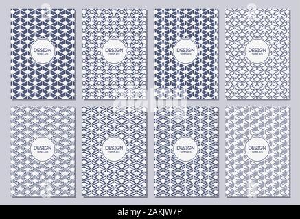 Flyer, Poster, Banner, Plakate, Plakate, Vorlagen für Broschürendesign IM FORMAT A6. Grafische Designvorlagen für Logo, Etiketten und Abzeichen. Stock Vektor