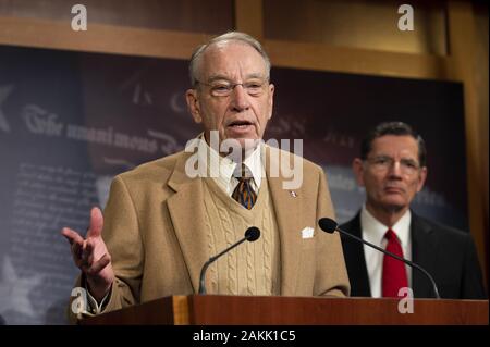 Washington, DC, USA. 9 Jan, 2020. Januar 9, 2020 - Washington, DC, USA: US-Senator Chuck Grassley (R-IA) sprechen über die United States-Mexico - Kanada Abkommen Credit: Michael Brochstein/ZUMA Draht/Alamy leben Nachrichten Stockfoto