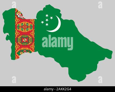 Turkmenistan Karte Flagge Vektor Illustration eps 10 Stock Vektor