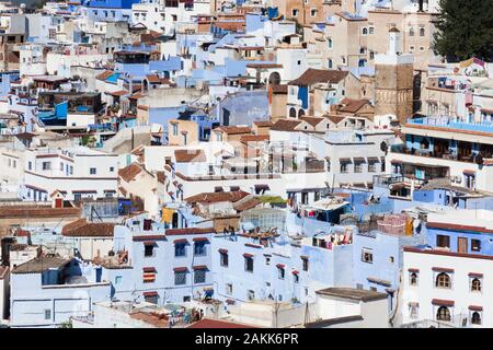 Ein stadtbild von Chefchaouen (auch bekannt als Chaouen), Marokko Stockfoto