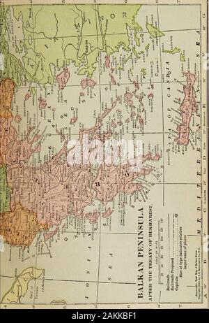 Die neue Karte von Europa (1911-1914); die Geschichte der jüngsten europäischen diplomatischen Krisen und Kriege und von Europas präsentieren Katastrophe. Der VERTRAG VON BUKAREST Am 6. August, das Protokoll mit servia vor war - vertreten werden. Die servian Frontier war an einem linedrawn vom Gipfel des Patarika auf der oldfrontier zu beginnen, und die Wasserscheide zwischen theVardar und die Struma der Greek-Bulgarianfrontier zu folgen, mit Ausnahme der oberen Tal der Strumnitza, Servian Gebiet geblieben. Am folgenden Tag das Protokoll mit Griechenland waspresented. Die Greek-Bulgarian Grenze wurde von der cre Torun Stockfoto