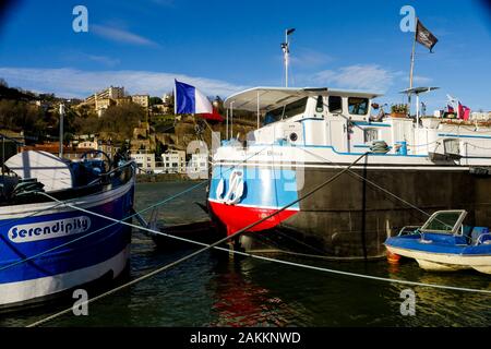 Saône Kais, Perrache Bezirk, Lyon, Frankreich Stockfoto