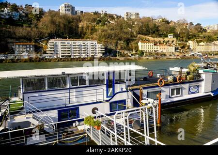 Saône Kais, Perrache Bezirk, Lyon, Frankreich Stockfoto