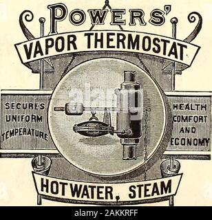 Das Jahrhundert illustrierte Monatszeitschrift. MAIN OFFICE: 163 Franklin Street, Boston. Niederlassungen: 71 John Street, New York. 47 Also... Canal Street, Chicago. 246 Arch Street, Philadelphia. Ein TEMPERATURREGLER, die (durch einen Thermostat in einem Raum aufgestellt) automaticallyopens und schließt die Dämpfer der HEIZGERÄTE gerade zur rechten Zeit, und genau die richtige, inwieweit in der houseat jederzeit, Tag und Nacht zu erhalten, eine gleichmäßige Temperatur. Leicht angebracht! Sicher, an die Arbeit! Kein Strom! Keine Komplikationen! Fügt 30 PROZENT, Effizienz der HEISSWASSERBEREITER, tlie, und verhindert, dass KOCHEN O Stockfoto